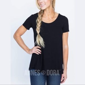 Agnes & Dora Everyday Tee Black Soft Knit Hi Lo